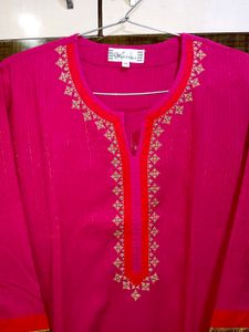 Zari Work Pink Kurta