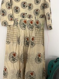 Beige Printed Kurta with pant