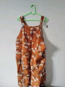 Cute Floral Print Overalls Dress