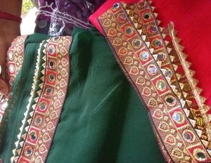 New Elegant Green Saree with Mirror Work