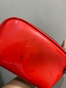 Red Patent Cosmetic Pouch Set of 2