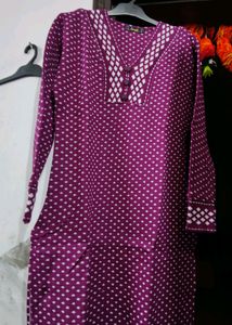 Purple Printed Woolen Kurti