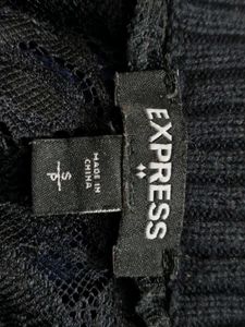 Black Lace Detail Knit Sweater