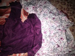 Girls Purple Velvet Skirt Set