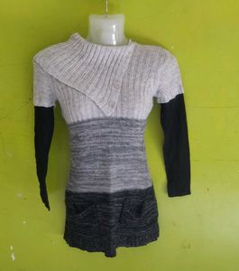 Gray Knit Tunic Sweater