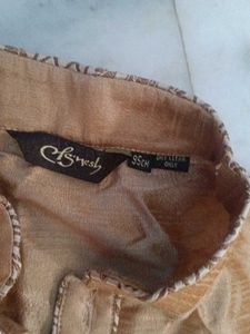 Gold Patterned Waistcoat Set With Pant And Kurta