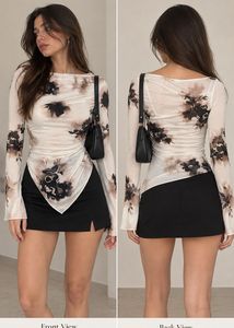 Sheer Floral Long Sleeve Top