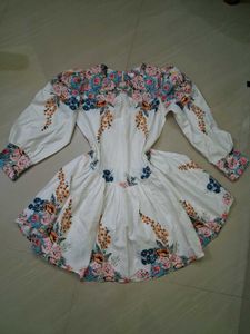 Floral Print Mini Dress with Puff Sleeves