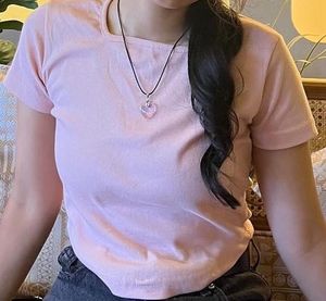 Cute Pink Square Neck Top
