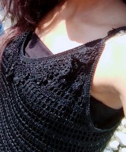 Black Stone Beaded Fancy Top For Party Wear