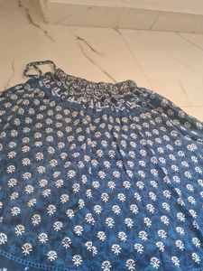 Bohemian Blue Printed Maxi Skirt