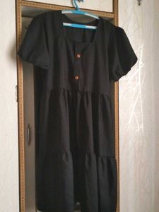 Black Tiered Square Neck Dress