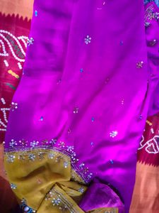 Vibrant Purple &amp; Gold Embellished Saree