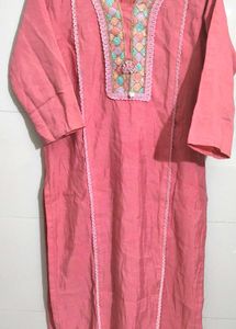 Pink Embroidered Kurta with pant