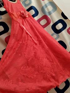 Coral Occasion Dress with Floral Detail