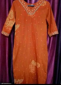 Elegant Orange Floral Kurta