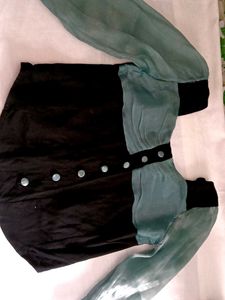 Elegant Black and Teal Blouse