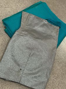 Stunning Teal Saree with Silver Blouse