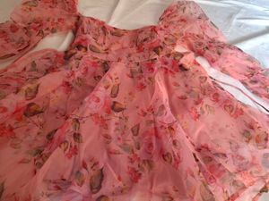 Pink Floral Chiffon Dress