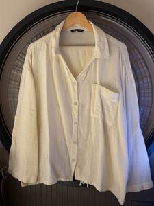 Cream Relaxed Fit Button-Up Shirt set