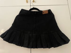 Black Denim pleated Mini skirt