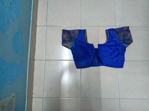 Vibrant Pink &amp; Blue Saree with Gold Print
