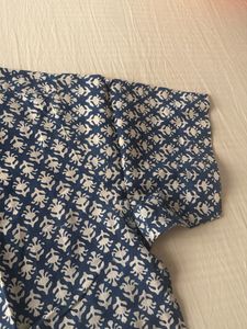 Blue &amp; White Printed Kurta Shirt