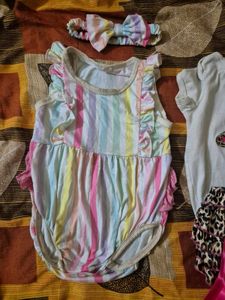 Baby Girl Rainbow Romper & Headband Set
