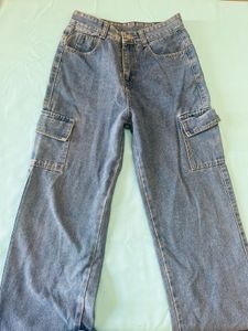 Blue Denim Cargo Jeans