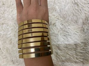 Chunky Gold Tone Stackable Bangle