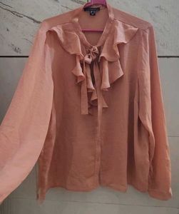 Atmosphere Ruffle Nude peach shirt