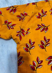 Yellow Leaf Print Kurta