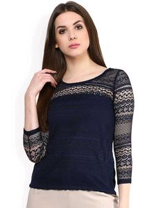 Elegant Navy Lace Top