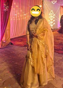 Golden Sarara Suit with Dupatta
