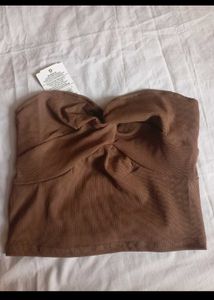 SHEIN BRANDED Brown Ribbed Twist Front tank Top