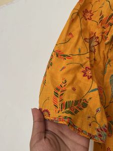 Yellow Floral Print Kurta