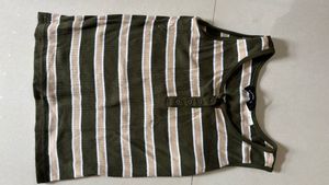 GREEN AND BEIGE TANK TOP
