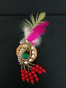 Ladoo Gopal Ji Ornament Brooch - Pink/Red Colour