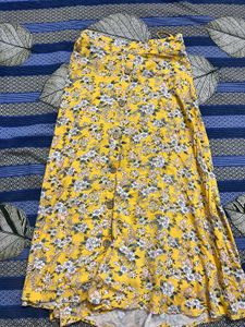Yellow Floral Button-Up Maxi Skirt