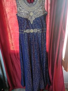 Elegant Blue Embroidered Gown