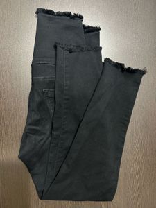 Black Frayed Hem Skinny Jeans
