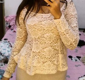 Sheer Lace Long Sleeve Top