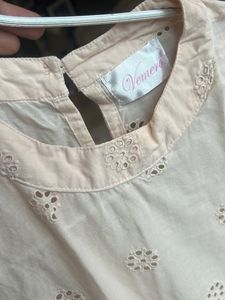 Cotton Shifli Lace Peach Dress - Small Size
