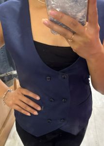 Navy Blue Sleeveless Vest Top