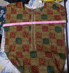 Yellow Printed Kurta with Black Pants