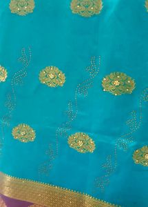Beautiful Teal and Purple Saree in silk