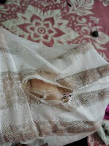 132.Elegant White Dupatta with Lace Trim