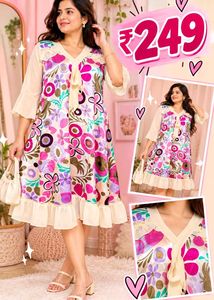 Vibrant Floral Print Dress Size S-M 34"-36"