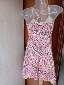 Pink Swirl Print Mini Dress