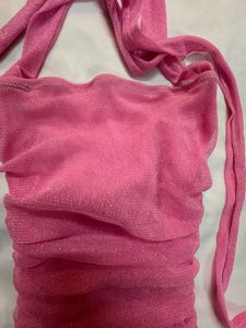 Pink Ruched Mini Dress